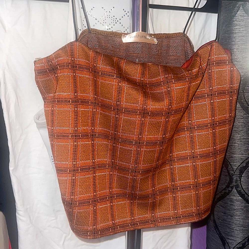Brown Plaid Crop Top